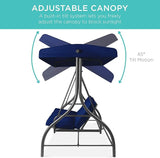 Best Choice Products 3-Seat Outdoor Large Converting Canopy Swing Glider, Patio Hammock Lounge Chair for Porch - Photo 5