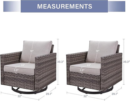 Outdoor Patio Swivel Rocker Chairs - Wicker Patio Swivel Rocking Chairs Set of 2 with Waterproof Wicker,Comfortable Cushions and Sturdy Metal Frame for Outside Porch Deck Backyard(Mixed Grey/Beige)