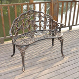 Outdoor Bench, Patio Outdoor Garden Bench Cast Aluminum Metal Loveseat Chairs for Park, Yard, Porch, Lawn, Balcony - Photo 7