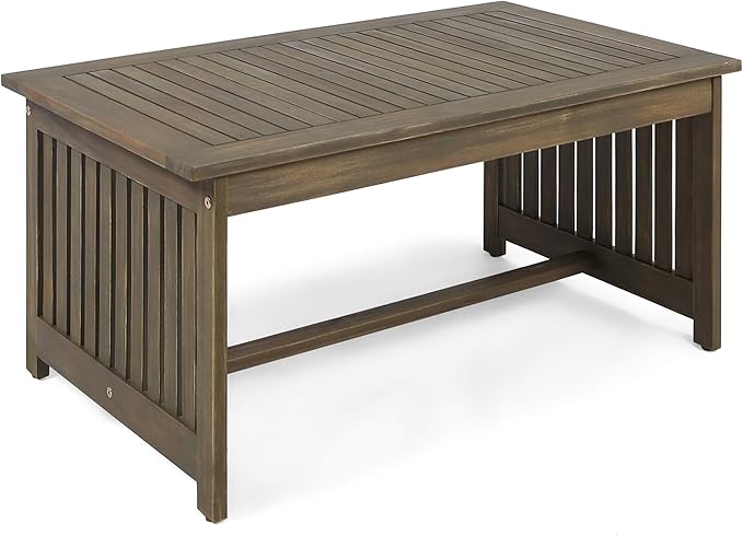 Christopher Knight Home Grace Outdoor Acacia Wood Coffee Table, Gray Finish