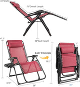 Goplus Oversized Zero Gravity Chair, XL-Extended Version, Outdoor Recliner w/Cup Holder & Detachable Headrest - Photo 3
