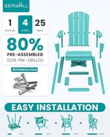 SERWALL Swivel Adirondack Barstools Set of 2, HDPE Outdoor Swivel Bar Chairs Set of 2 for Patio, Poolside, Garden, Aruba - Photo 6