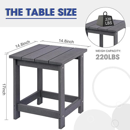 LZRS Adirondack Square Outdoor Side Table for Patio, Pool Composite Patio Table,HDPE End Tables for Backyard,Pool, Indoor Companion, Easy Maintenance & Weather Resistant(Grey)