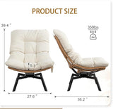 JAMFLY Rattan Swivel Chair, 360° Wicker Swivel Chairs with Thickened Cushions & Side Storage - Photo 2