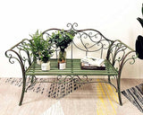 SYUFRE Outdoor Garden Bench Patio Furniture Chair Park Bench with Flower Pattern Backrest, Slatted Seat - Photo 1