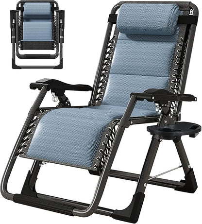 ABORON Zero Gravity Chair,Premium Outdoor Lawn Folding Lounge Chairs,Sturdy Adjustable Reclining Patio Chairs with Built in Cushion,Headrest & Tray