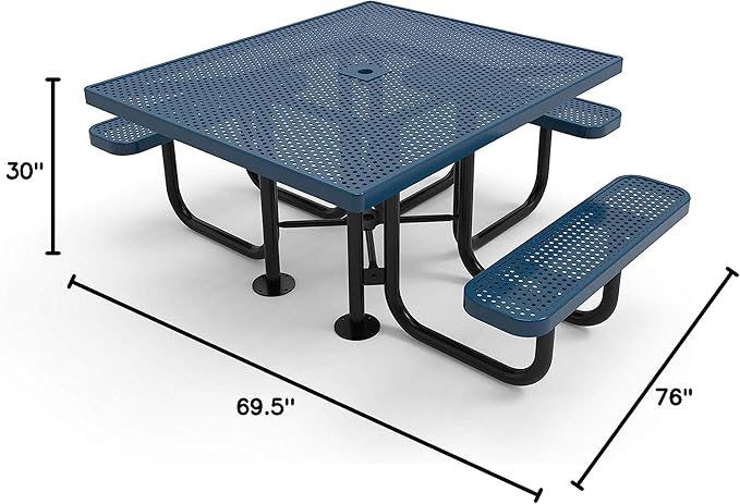 COATEDOUTDOORFURNITURE Heavy-Duty Portable ADA-Compliant Outdoor Picnic Table with Umbrella Hole - Photo 2
