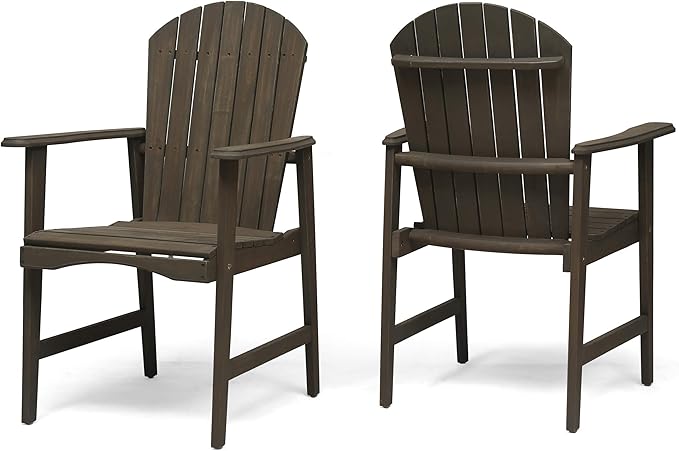 Harper & Bright Designs Outdoor Weather Resistant Acacia Wood Adirondack Dining Chairs (Set of 2), Grey Finish