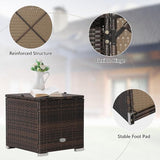 Tangkula 2 Pieces Patio Ottomans, Patiojoy Hand-Woven PE Rattan Side Table with Removable Cushion & Hidden Storage Space - Photo 8