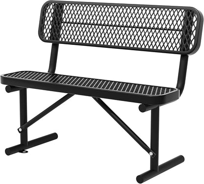 4/6/8 Feet Park Bench for Outside Heavy Duty Metal, Garden Benches Outdoor Bench with Backrest & Portable Frame, for Shopping Malls Stores Parks Patios Decks, Black