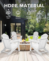 Adirondack Chairs Set of 4, Patio Chair, HDPE Fire Pit Chairs, Plastic Adirondack Chairs with 2 Cup Holder - Photo 7