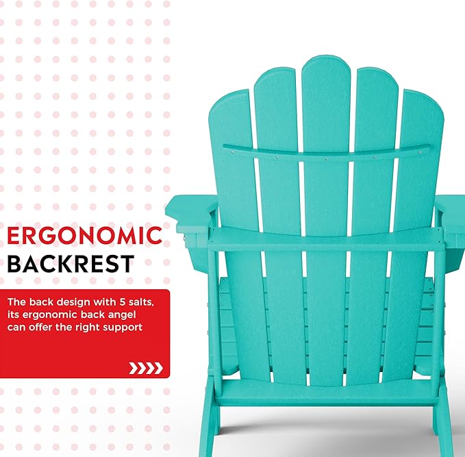 Costaelm Outdoor Patio HDPE Adirondack Chair with Cup Holder, Turquoise