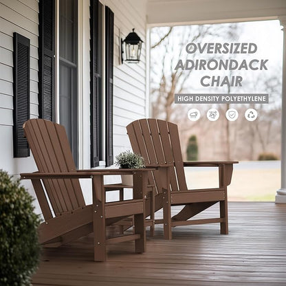 IVY&LANE Adirondack Chairs Set of 2 | Wood Grain HDPE Plastic | Outdoor Fire Pit Chairs | Oversized | All-Weather | Dark Brown | for Outside Deck Backyard Patio Poolside Porch Lawn