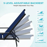 Outdoor Lounge Chair, Adjustable Patio Reclining Chaise with Textilene Fabric - Photo 4