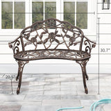 YRLLENSDAN Outdoor Bench 40in Steel Front Porch Decor Floral Garden Bench - Photo 3