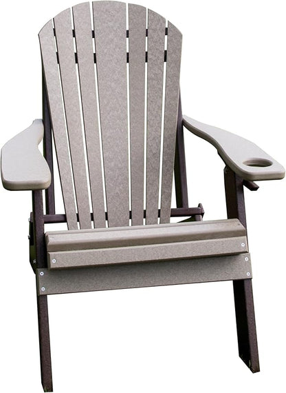 Furniture Barn USA Poly Folding Adirondack Chair with Smart Phone Holder, Weathered Wood and Tudor Brown