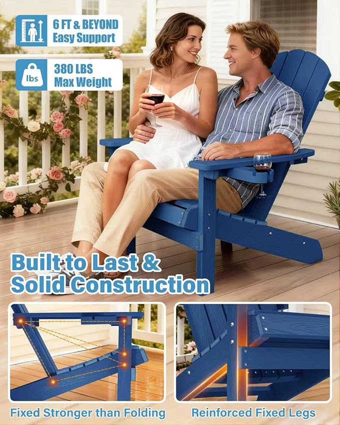 YEFU Adirondack Chairs Set of 6: Outdoor Chair HIPS Plastic Adirondack Chairs - Patio Chairs with Wood Texture - Lawn - Photo 6
