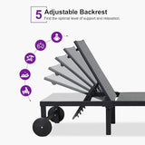 PURPLE LEAF Outdoor Chaise Lounge Chairs Set Adjustable Recliner Chair with Wheels and Table for Poolside Beach Patio - Photo 6