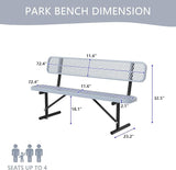 4/6/8 Feet Park Bench for Outside Heavy Duty Metal, Garden Benches Outdoor Bench with Backrest & Portable Frame - Photo 3