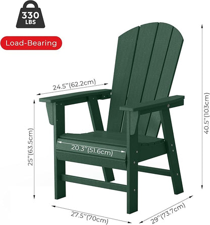 Costaelm Outdoor Fire Pit Chair, Patio hdpe Balcony Pool Adirondack Chair, Modern Front Porch Backyard Chair, Garden Resin Lounge Chair for Outside, Dark Green