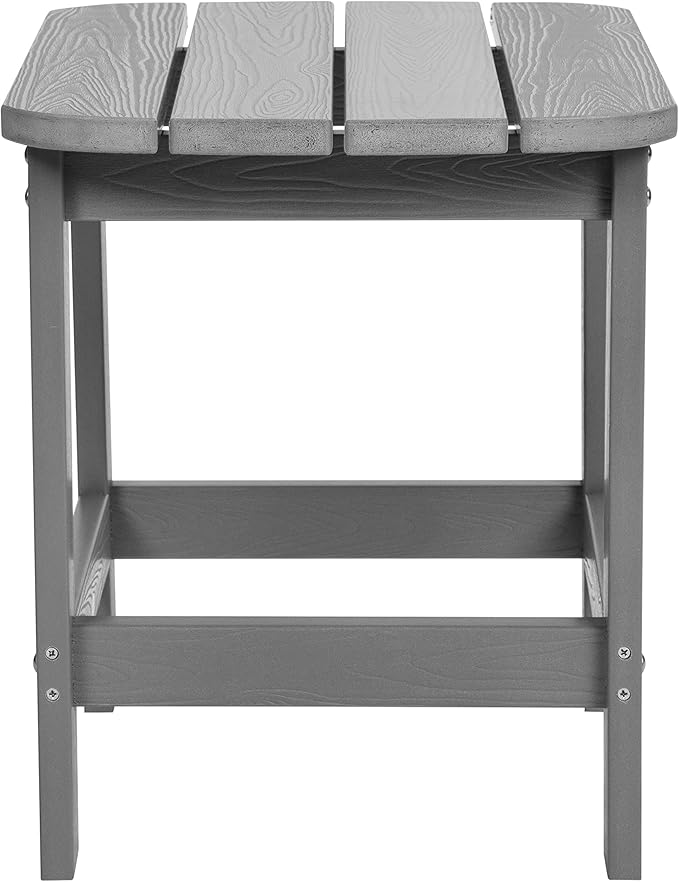 Flash Furniture Charlestown Tiered Commercial Poly Resin Adirondack Side Table - Gray - All-Weather - Indoor/Outdoor - Photo 6