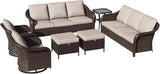 8 Piece Patio Wicker Conversation Set, All-Weather Use Outdoor Wicker Sofa with 2 PE Rattan Ottomans, 4 Swivel Chair - Photo 8