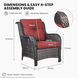 Belord High Back Patio Chairs Set of 2 - Brown Wicker Outdoor Seating - Photo 3