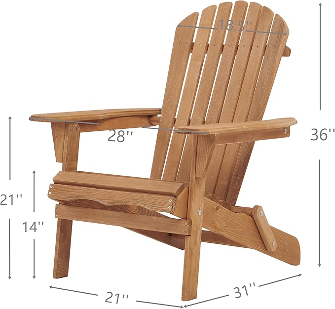Premium Hemlock Wood Folding Adirondack Chairs (Set of 2) – Pre-Assembled Backrest, Water-Based Finish - Photo 2