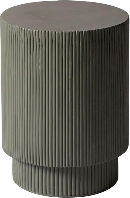 LeisureMod Modern Side Table Round Fiberstone Top Accent End Table for Home, Outdoor Patio, Living Room Sofa, Weather-Resistant, Eden Series in Grey