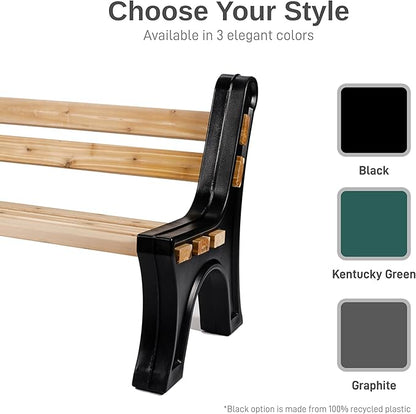 RTS Home Accents Custom Length Lightweight Indoor or Outdoor Bench Ends with Backrest (Wood & Screws Sold Separately), Black