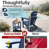 Folding Adirondack Chairs, HDPE Plastic Adirondack Chair with Cup Holder Weather Resistant - Photo 5