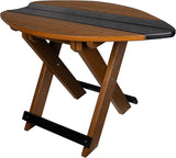 Amish-Made Surfboard Shaped Mahogany and Black Poly Folding Side Table - Photo 1