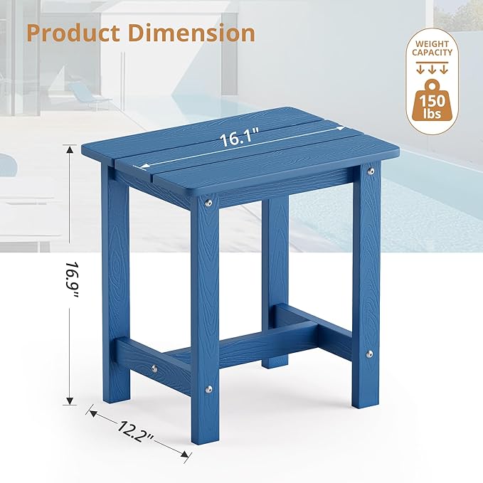 LUE BONA Outdoor Side Table, HDPS Small Outdoor Table, Adirondack Side Table, Outside End Table for Patio, Porch, Deck - Photo 3