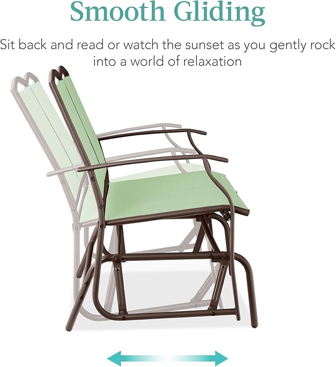 Best Choice Products 2-Person Outdoor Patio Swing Glider Steel Bench Loveseat Rocker for Deck, Porch w/Textilene Fabric - Photo 4