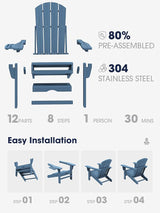 KINGYES Adjustable Folding Adirondack Chair with Footrest & 4-in-1 Multi-Functional Armrest Organizer - Photo 9
