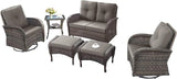 6 Pieces Patio Wicker Furniture Set-Outdoor Swivel Chairs Set of 2 Outdoor Glider Love seat with Outdoor Footstool - Photo 2
