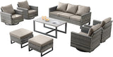 Wicker Outdoor Patio Furniture Set - 8 Piece Patio Conversation Set with 4 Swivel Rocker Chairs, 2 Rattan Ottoman - Photo 1