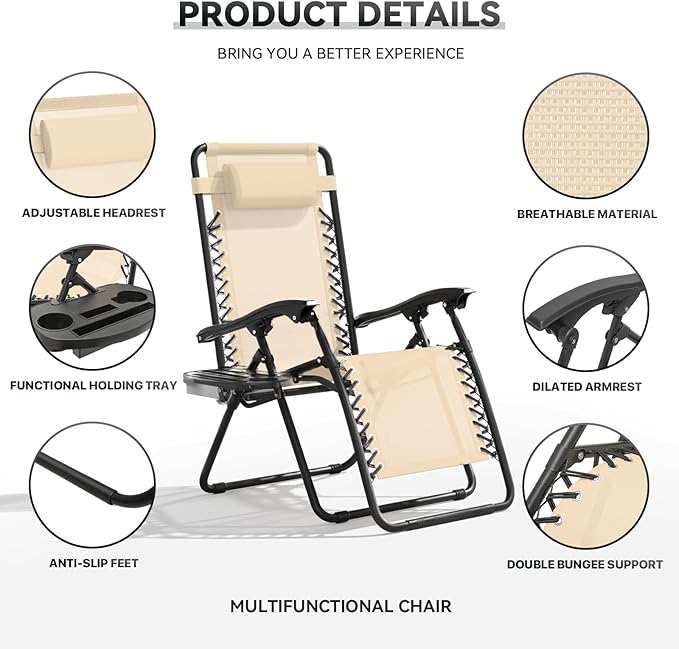 Zero Gravity Chair, Portable Outdoor Chair - Photo 5