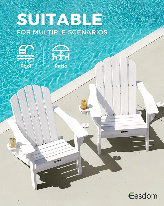 Adirondack Chairs Set of 4, Patio Chair, HDPE Fire Pit Chairs, Plastic Adirondack Chairs with 2 Cup Holder - Photo 9