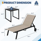 Outdoor Chaise Lounge Set, 3 Piece Patio Chaise Lounge Chairs with Side Table - Photo 2