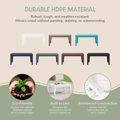 WestinTrends Malibu Low Outdoor HDPE Patio Rectangle Coffee Table, White