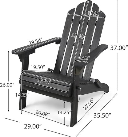 Christopher Knight Home Foldable Adirondack Chair Outdoor Acacia Wood Patio Chair with Slat Panel Design and Compact Folding Frame for Porch Backyard