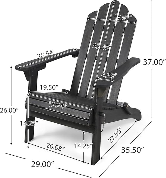 Christopher Knight Home Foldable Adirondack Chair Outdoor Acacia Wood Patio Chair with Slat Panel Design and Compact Folding Frame for Porch Backyard