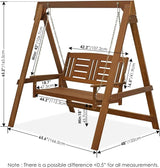 Furinno TIOMAN Porch Swing, Outdoor Hanging Wooden Swing with Stand in Teak Oil, Light Wood - Photo 2