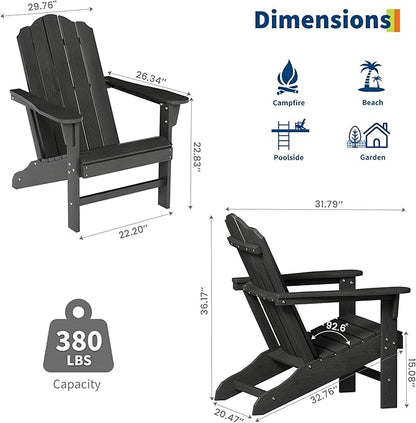 GarveeLife Adirondack Chair for Patio, HDPE Outdoor Lawn Chair with Wood Texture for Garden Backyard Deck Poolside Use