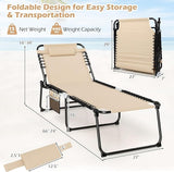 Giantex 2-Pack Lounge Chair Outdoor, Folding Tanning Chair with 4 Adjustable Positions, Removable Headrest, Footrest - Photo 3