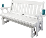 Amish Heavy Duty 800 Lb Mission Pressure Treated Porch Glider with Cupholders (4 Foot, Semi-Solid White Stain) - Photo 1