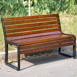 Outdoor Garden Bench, Metal Benches with Back, Loveseat Chair, Traditional Wooden Patio Bench Seat for Outside - Photo 1
