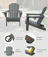 Domi Folding Adirondack Chair, HDPE Adirondack Chair with Cup Holder - Photo 5