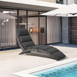 JOIVI Patio Chaise Lounge, Outdoor Lounge Chair, PE Rattan Folding Chaise Lounger with Removable Dark Gray Cushion - Photo 1